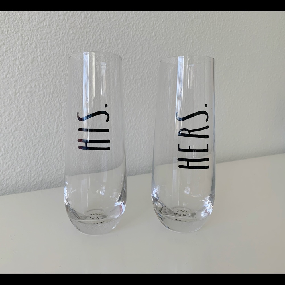 Rae Dunn "His" & "Hers" Couples Wine Glasses